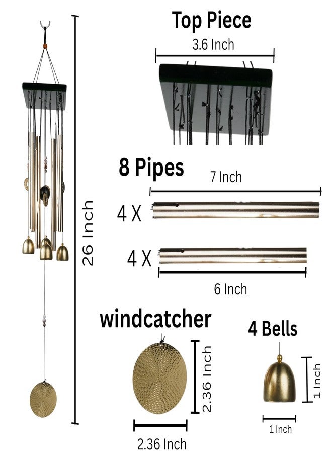 ARM nest Wind Chime | Wind Chimes for Balcony | Wind Chimes for Home Positive Energy | Home Decoration(Golden,Pipe & Hanging Bells) - Image 4